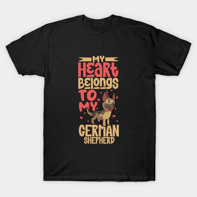 My heart belongs to my German Shepherd T-Shirt by Modern Medieval Design